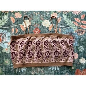 Free People Floral Jacquard Knit Crop To Boho Cami Adjustable Straps Women Small